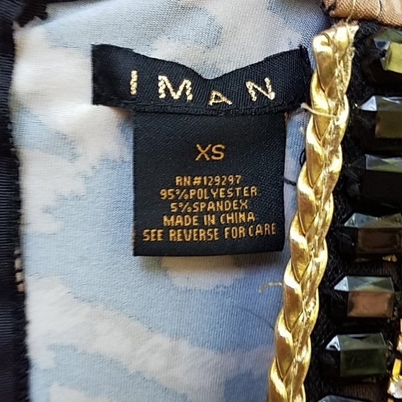 IMAN leopard jumpsuit xs poly beaded tiger king - Picture 3 of 5